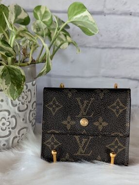 Authentic Louis Vuitton Monogram Compact Snap Wallet in Brown and Gold